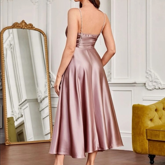 Boho dusty green ink pearls straps dress - Picture 3 of 10